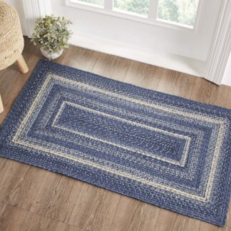 Farmhouse Great Falls Blue Jute Rug Rect w/ Pad 27x48 by April & Olive