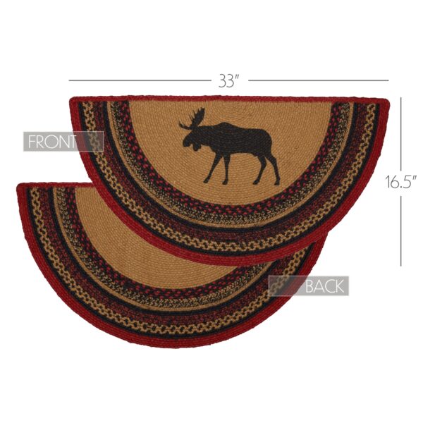 Cumberland Stenciled Moose Jute Rug Half Circle w/ Pad 16.5x33 - Image 6