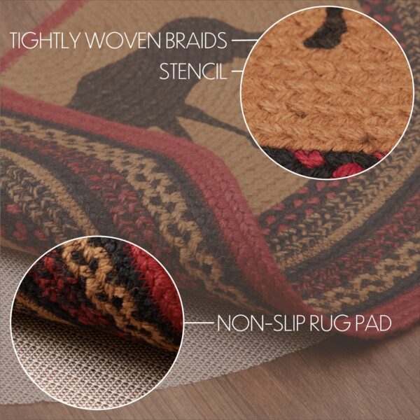 Cumberland Stenciled Moose Jute Rug Half Circle w/ Pad 16.5x33 - Image 9