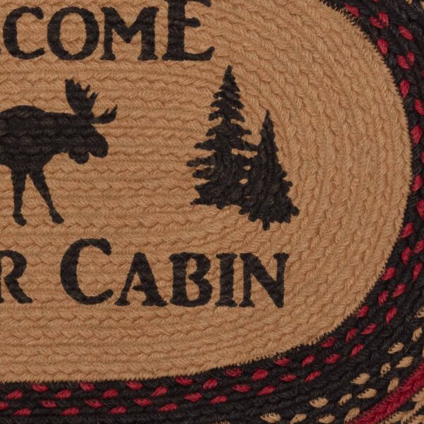 VHC-69484 - Cumberland Stenciled Moose Jute Rug Oval Welcome to the Cabin w/ Pad 20x30