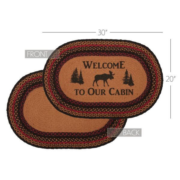 VHC-69484 - Cumberland Stenciled Moose Jute Rug Oval Welcome to the Cabin w/ Pad 20x30