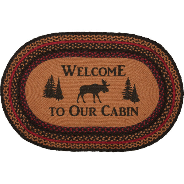 VHC-69484 - Cumberland Stenciled Moose Jute Rug Oval Welcome to the Cabin w/ Pad 20x30