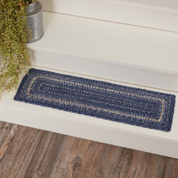 VHC-67078 - Great Falls Blue Jute Stair Tread Rect Latex 8.5x27