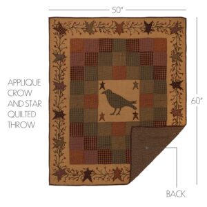 VHC-45786 - Heritage Farms Applique Crow and Star Quilted Throw 50x60