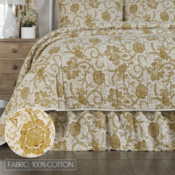 VHC-81189 - Dorset Gold Floral King Bed Skirt 78x80x16