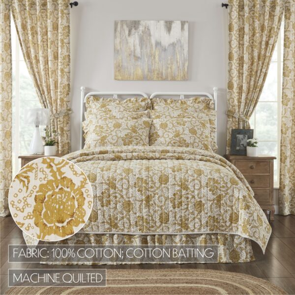 VHC-81187 - Dorset Gold Floral Queen Quilt 90Wx90L