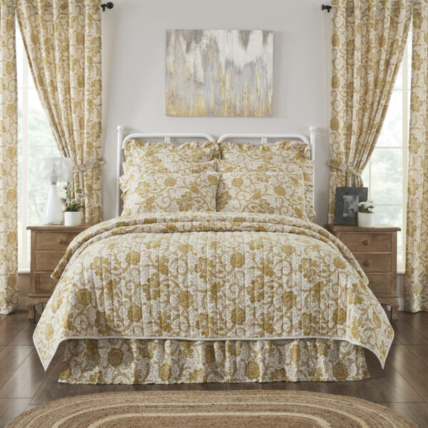 VHC-81187 - Dorset Gold Floral Queen Quilt 90Wx90L