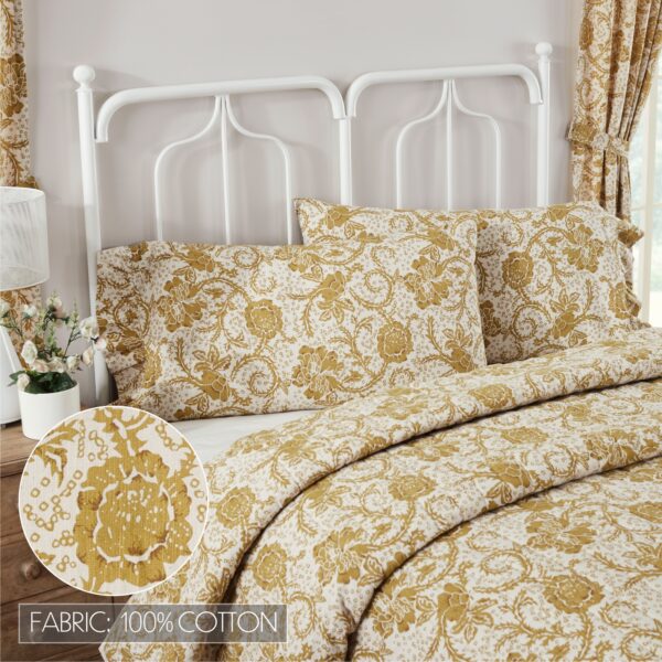 VHC-81195 - Dorset Gold Floral Ruffled King Pillow Case Set of 2 21x36+4