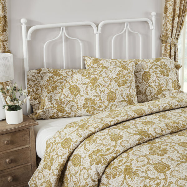 VHC-81195 - Dorset Gold Floral Ruffled King Pillow Case Set of 2 21x36+4