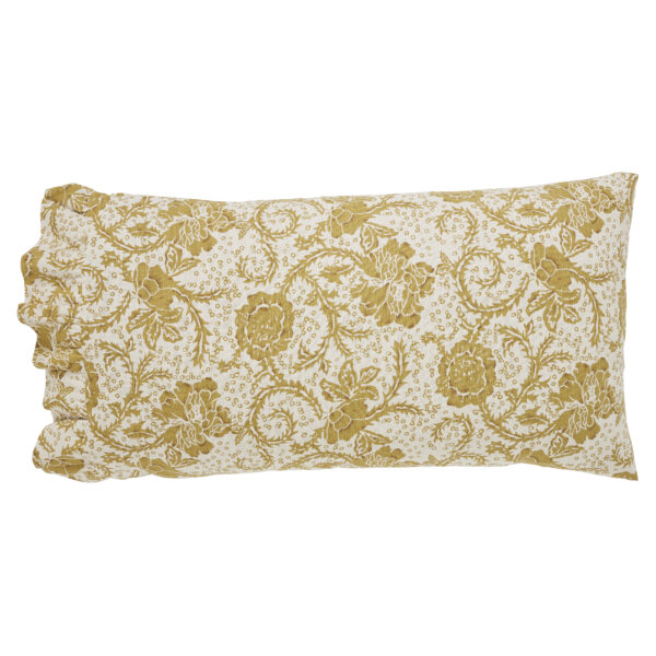 VHC-81195 - Dorset Gold Floral Ruffled King Pillow Case Set of 2 21x36+4