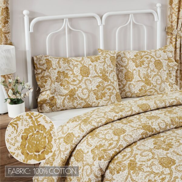 VHC-81196 - Dorset Gold Floral Ruffled Standard Pillow Case Set of 2 21x26+4