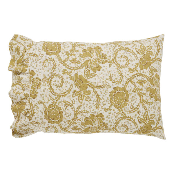 VHC-81196 - Dorset Gold Floral Ruffled Standard Pillow Case Set of 2 21x26+4