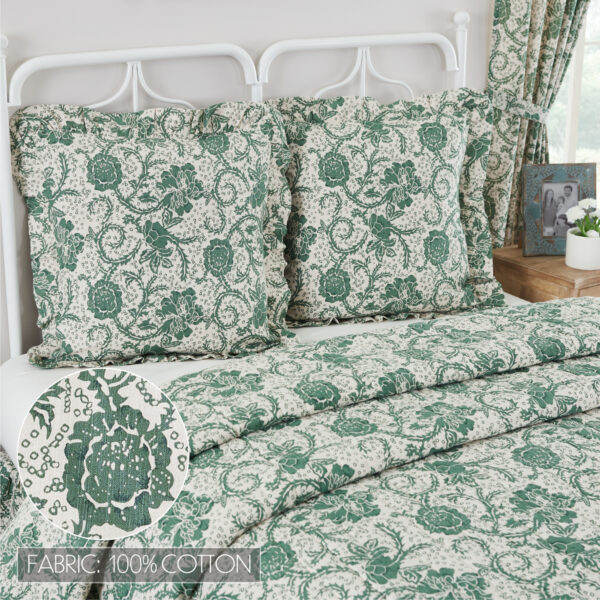 VHC-81217 - Dorset Green Floral Fabric Euro Sham 26x26