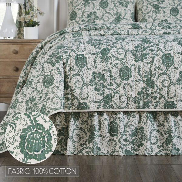 VHC-81214 - Dorset Green Floral King Bed Skirt 78x80x16