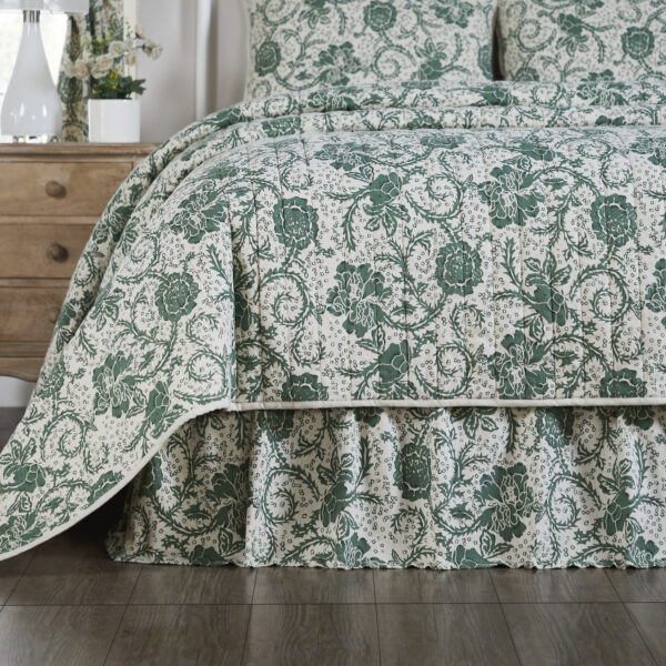 VHC-81214 - Dorset Green Floral King Bed Skirt 78x80x16