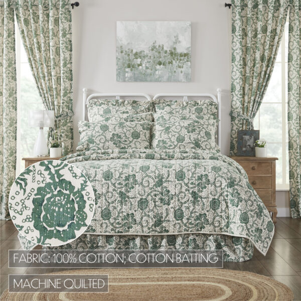 VHC-81211 - Dorset Green Floral King Quilt 105Wx95L