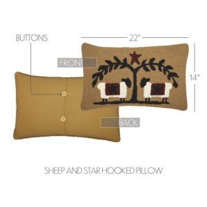 VHC-56697 - Heritage Farms Sheep and Star Hooked Pillow 14x22