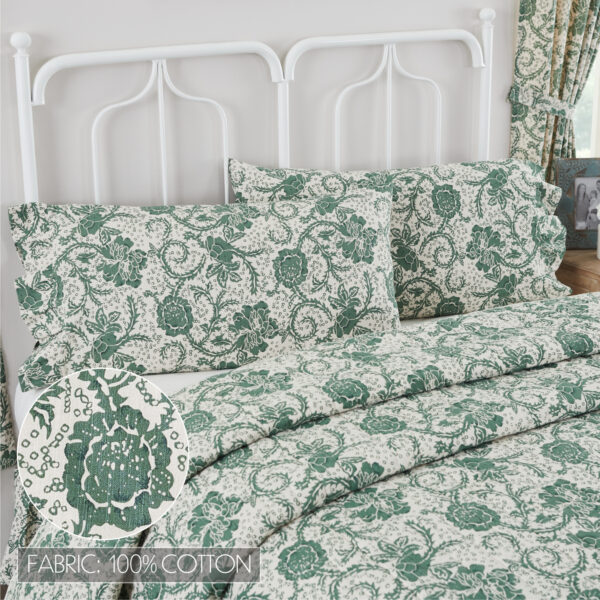 VHC-81220 - Dorset Green Floral Ruffled King Pillow Case Set of 2 21x36+4