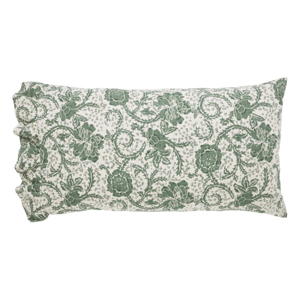 VHC-81220 - Dorset Green Floral Ruffled King Pillow Case Set of 2 21x36+4