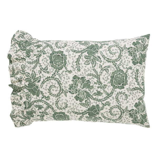 VHC-81221 - Dorset Green Floral Ruffled Standard Pillow Case Set of 2 21x26+4