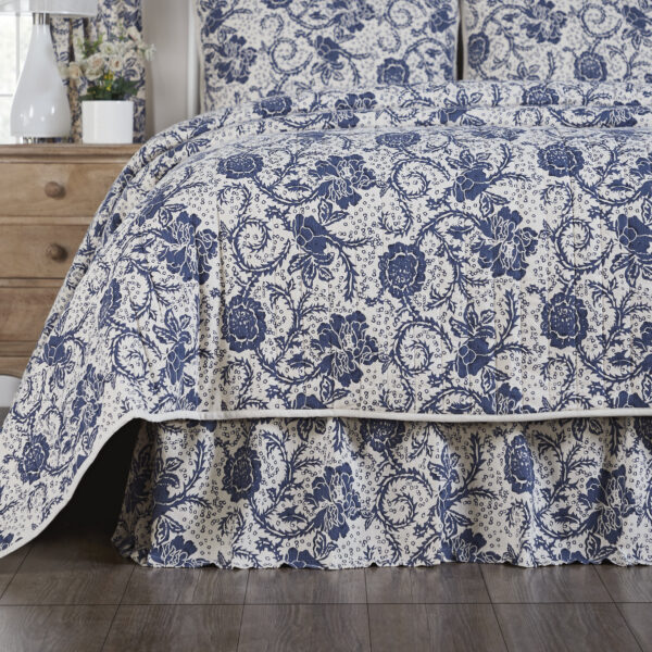 VHC-81239 - Dorset Navy Floral King Bed Skirt 78x80x16