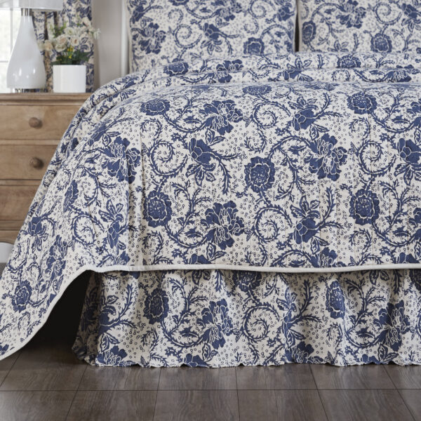 VHC-81241 - Dorset Navy Floral Twin Bed Skirt 39x76x16