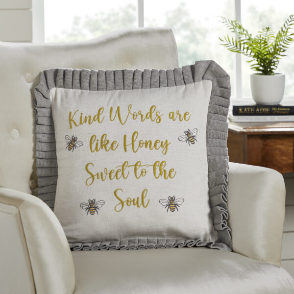 VHC-81261 - Embroidered Bee Honey Pillow 18x18