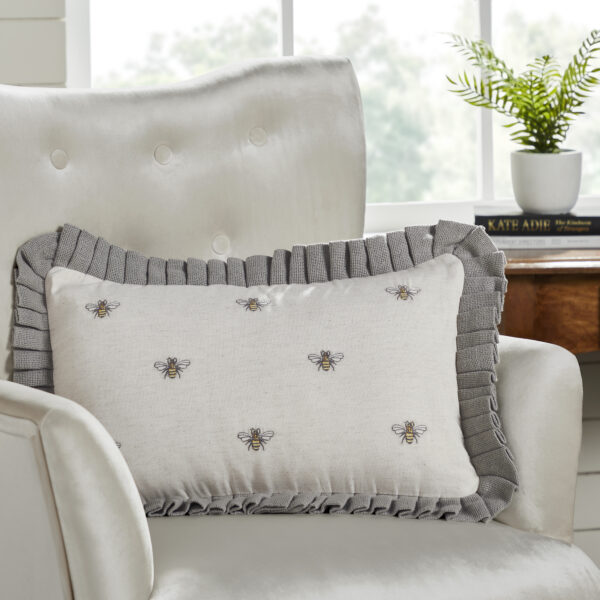 VHC-81260-Embroidered Bee Pillow 14x22