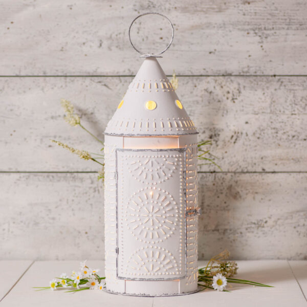 Rustic White 21-Inch Lantern in Rustic White Accent Lights