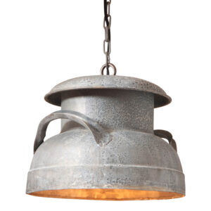 Weathered Zinc Milk Can Pendant in Weathered Zinc