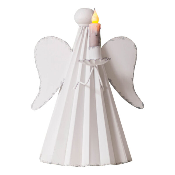 Rustic White Angel Candle Holder in Rustic White
