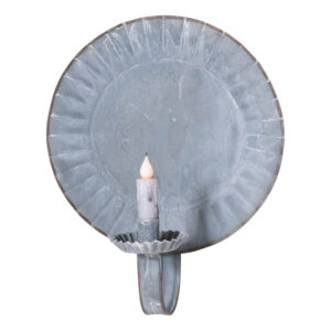 Weathered Zinc Large Round Candle Sconce in Weathered Zinc