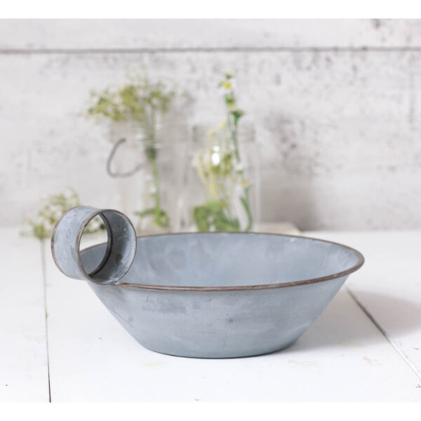 Weathered Zinc Round Tapered Pan in Weathered Zinc Candle Holders