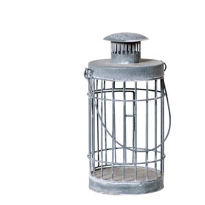 Weathered Zinc Round Cage Lantern in Weathered Zinc