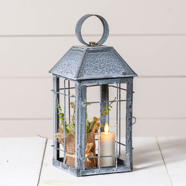 Weathered Zinc Rustic Table Lantern in Weathered Zinc Candle Holders