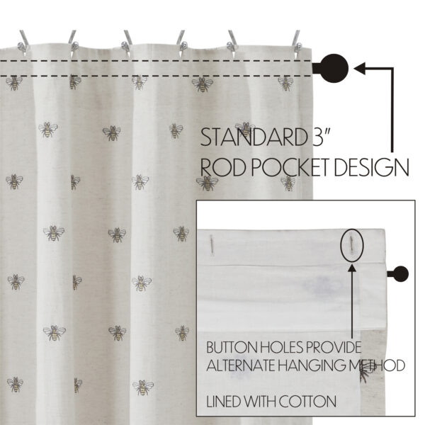 VHC-81266 - Embroidered Bee Shower Curtain 72x72