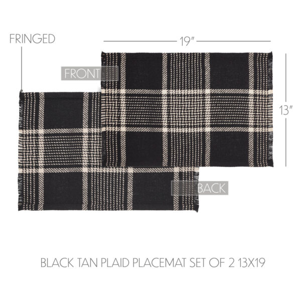 VHC-84033 - Eston Black Tan Plaid Placemat Set of 2 13x19