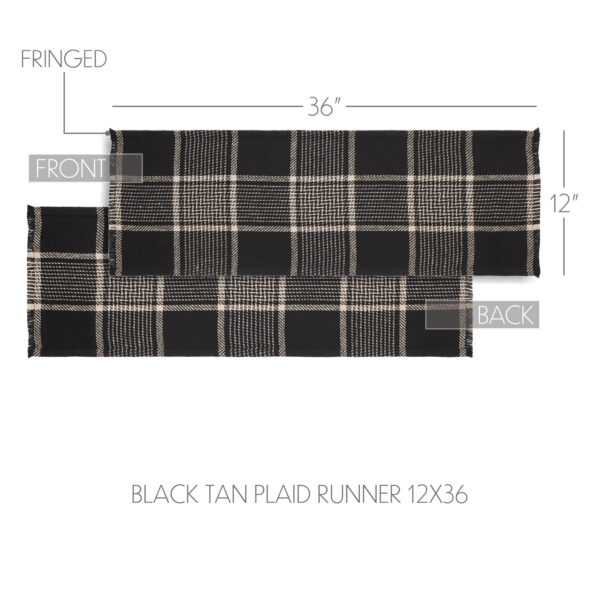VHC-84034 - Eston Black Tan Plaid Runner 12x36