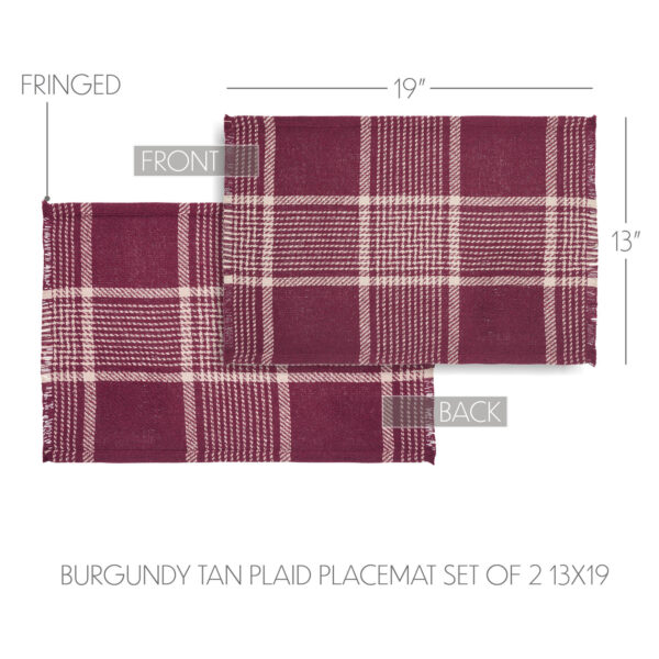 VHC-84039 - Eston Burgundy Tan Plaid Placemat Set of 2 13x19