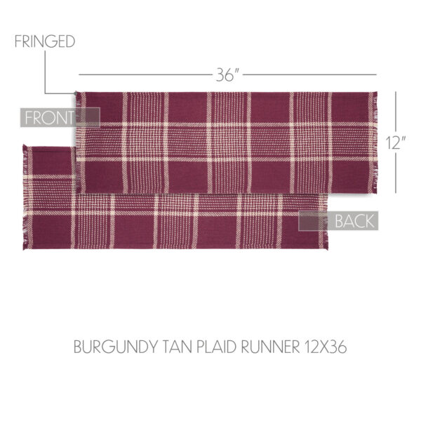 VHC-84040 - Eston Burgundy Tan Plaid Runner 12x36