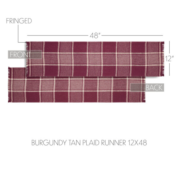 VHC-84041 - Eston Burgundy Tan Plaid Runner 12x48