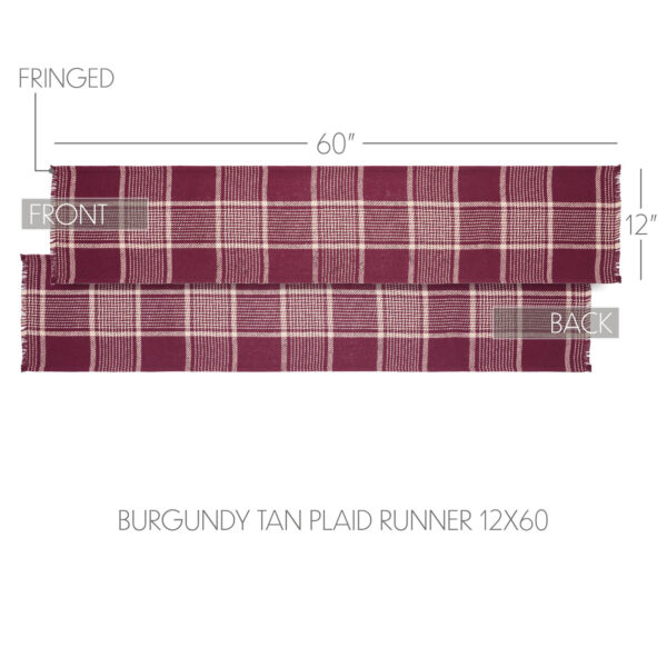 VHC-84042 - Eston Burgundy Tan Plaid Runner 12x60