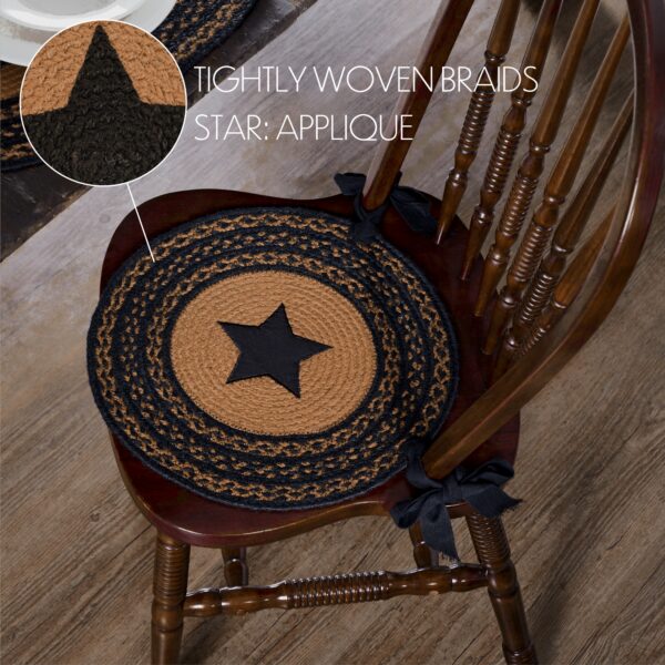 VHC-81342 - Farmhouse Jute Chair Pad Applique Star 15 inch Diameter