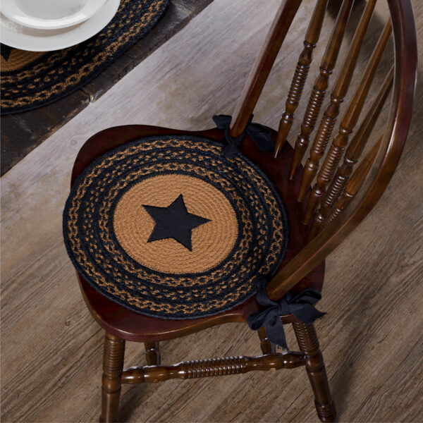 VHC-81342 - Farmhouse Jute Chair Pad Applique Star 15 inch Diameter