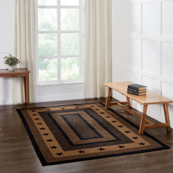 VHC-81347 - Farmhouse Jute Rug Rect Stencil Stars w/ Pad 60x96