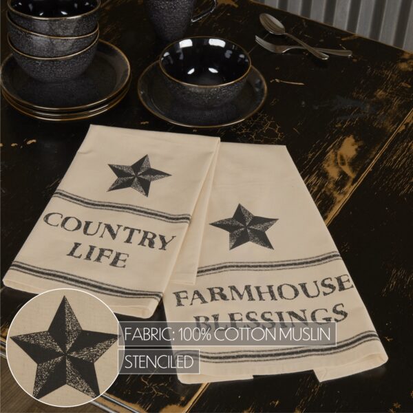VHC-56686 - Farmhouse Star Country Life Muslin Unbleached Natural Tea Towel Set of 2 19x28