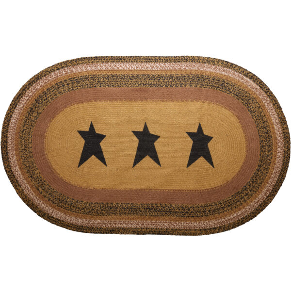 VHC-70715 - Kettle Grove Jute Rug Oval Stencil Star w/ Pad 36x60