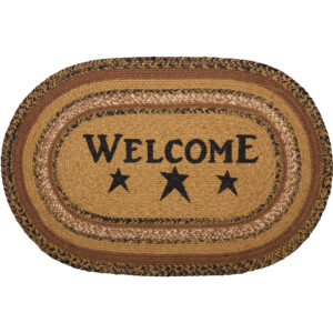 VHC-69792 - Kettle Grove Jute Rug Oval Stencil Welcome w/ Pad 20x30