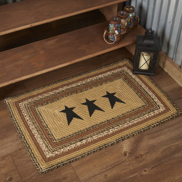 VHC-69469 - Kettle Grove Jute Rug Rect Stencil Stars w/ Pad 24x36