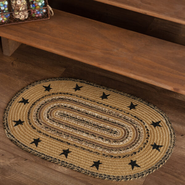 VHC-69470 - Kettle Grove Jute Rug Stencil Stars Border Oval w/ Pad 20x30